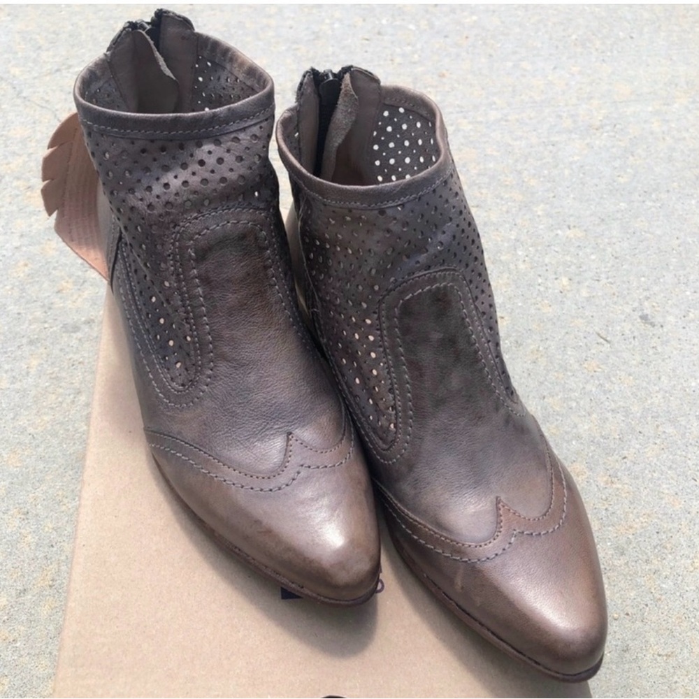 BED|STU Taupe Perforated Ankle Booties - Picture 3 of 6